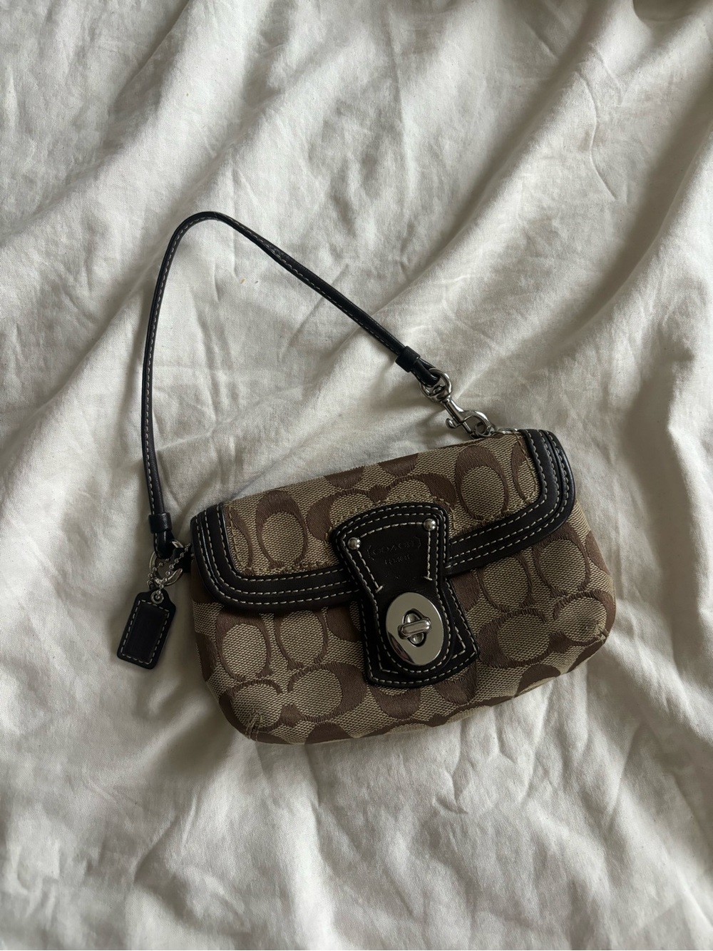 Coach monogram y2k canvas legacy mini turn lock wristlet